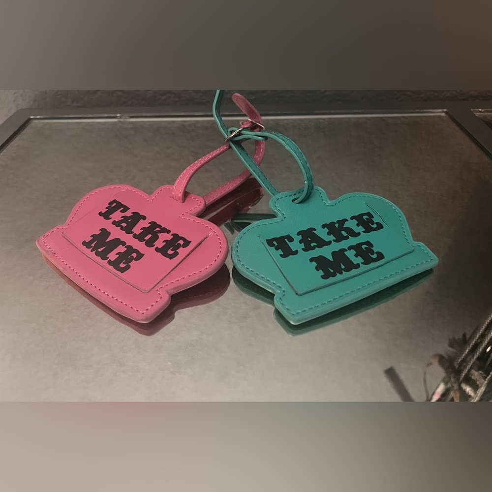 Pink and Teal Alice and Wonderland Luggage Tags